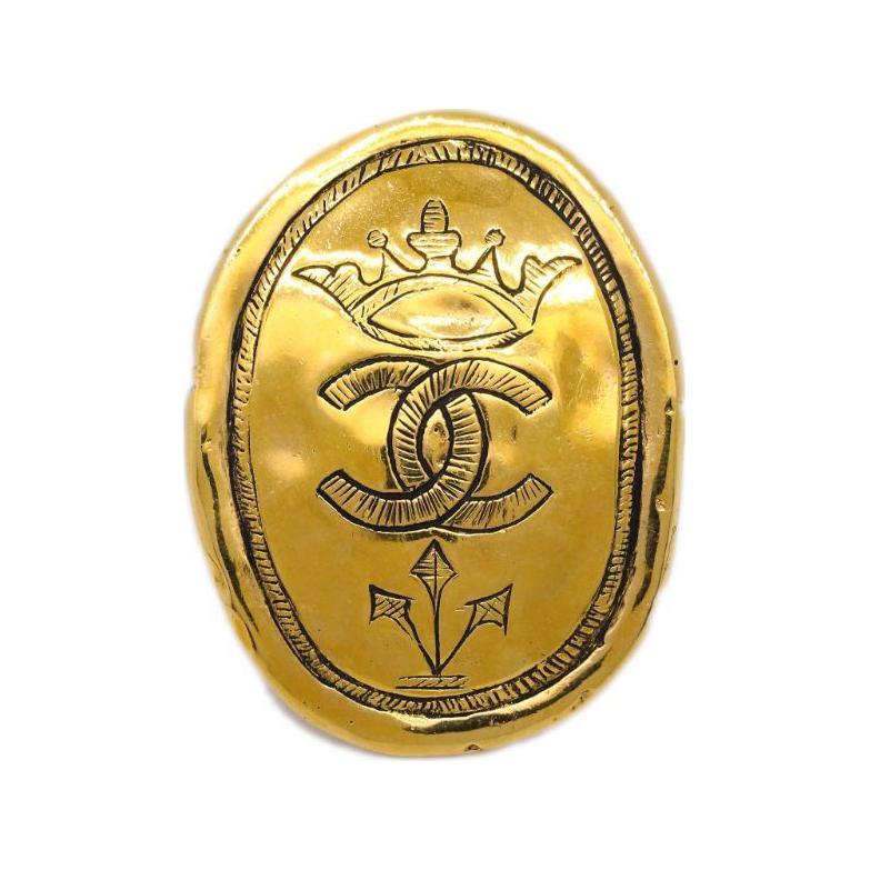 CHANEL 1986 1988 Cc Crown Clip on Earrings