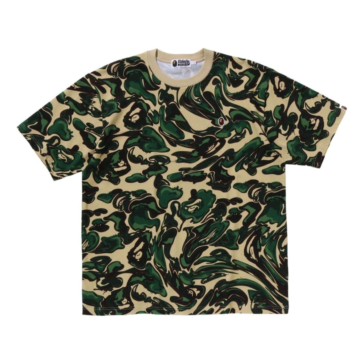A Bathing Ape Marbling Camo One Point Relaxed Fit T-Shirt 'Green' 1K80-109-305-GRN