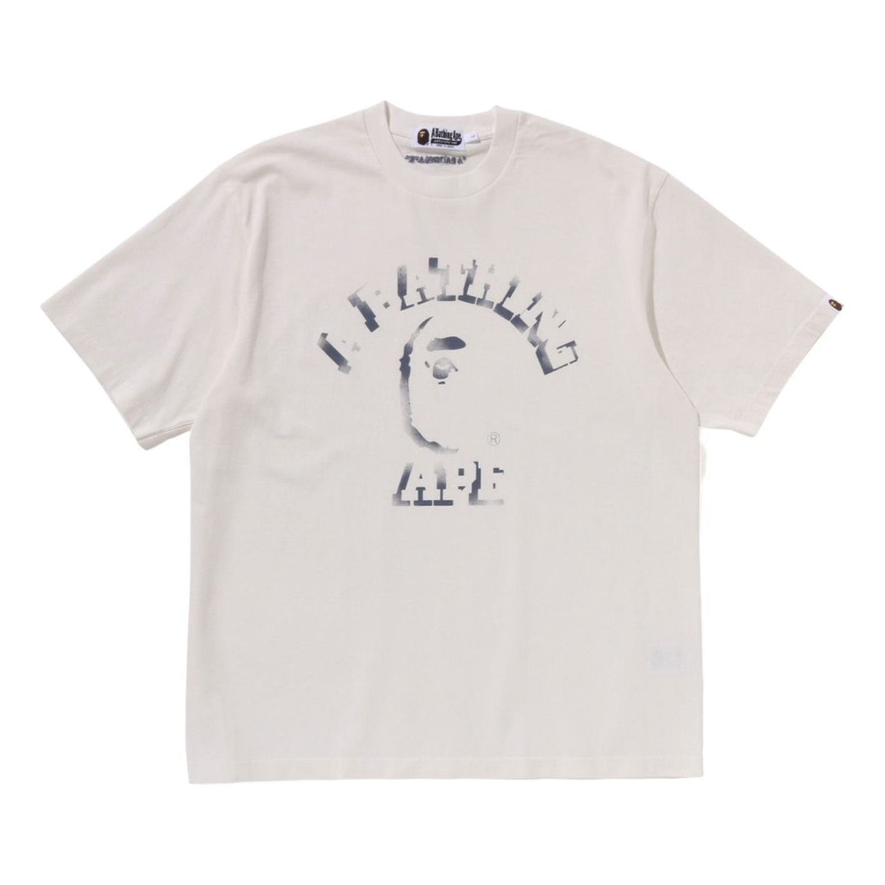 A Bathing Ape Garment Dye Spray Print College Relaxed Fit T-Shirt 'Ivory' 1L30-109-345-IVRY