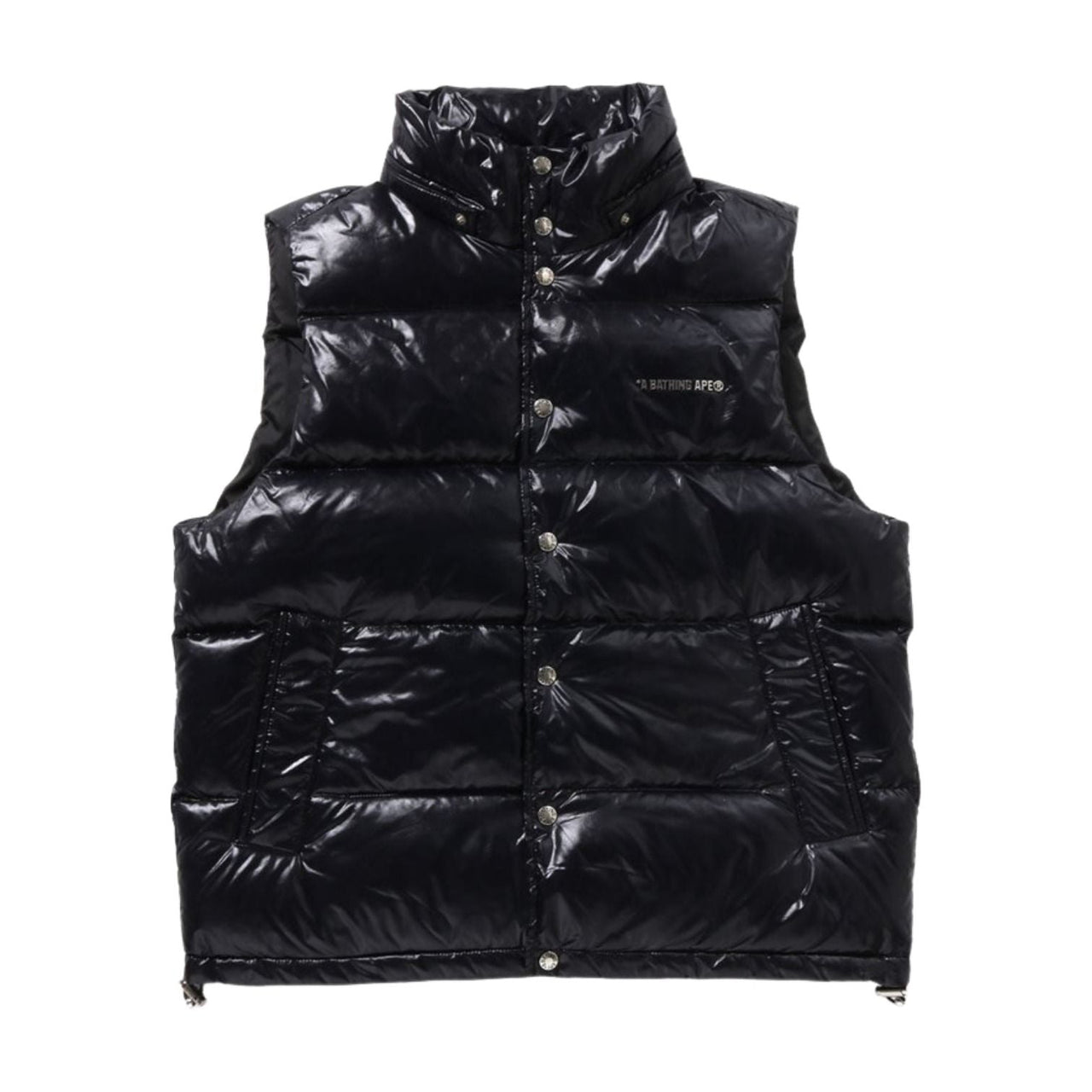 A Bathing Ape Line Camo Debossed Nylon Down Vest 'Black' 1K80-144-306-BLK