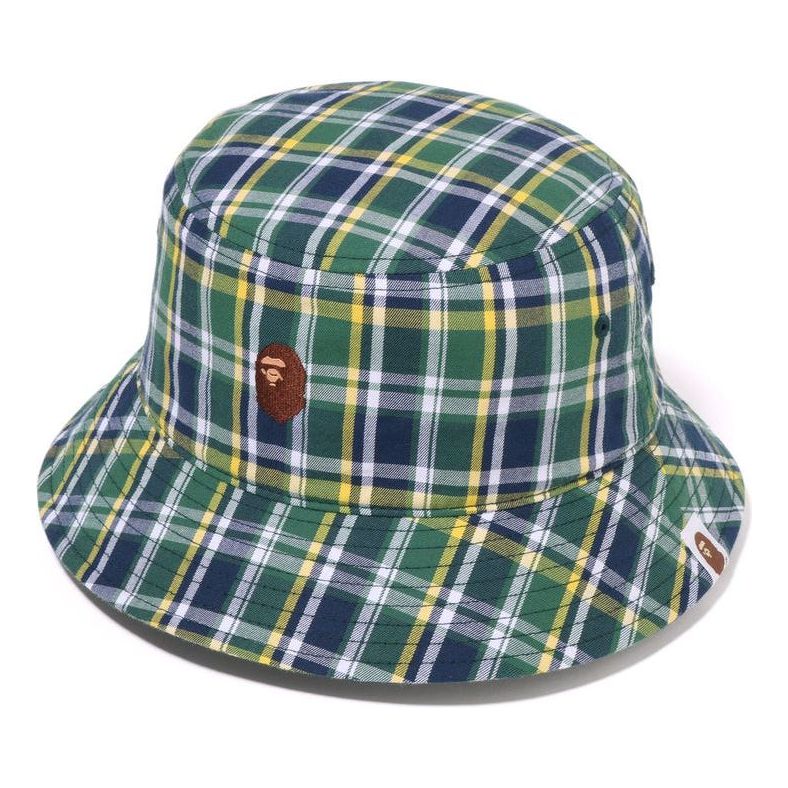 A Bathing Ape Mini Bape Check Bucket Hat 'Green' 1J30-181-001-GRN