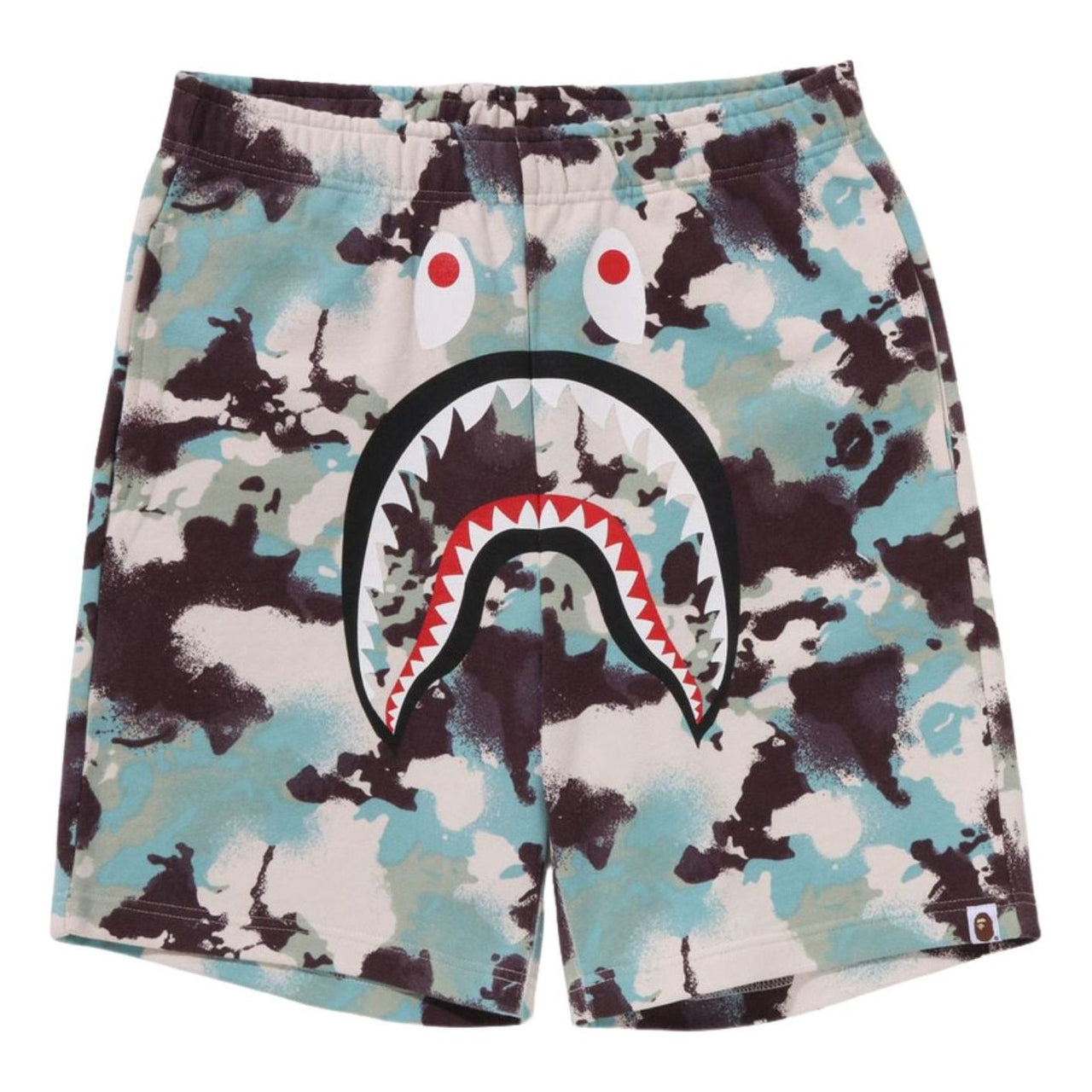 A Bathing Ape Map Camo Regular Fit Shark Sweat Shorts 'Multicolor' 1L30-153-001-MULTI