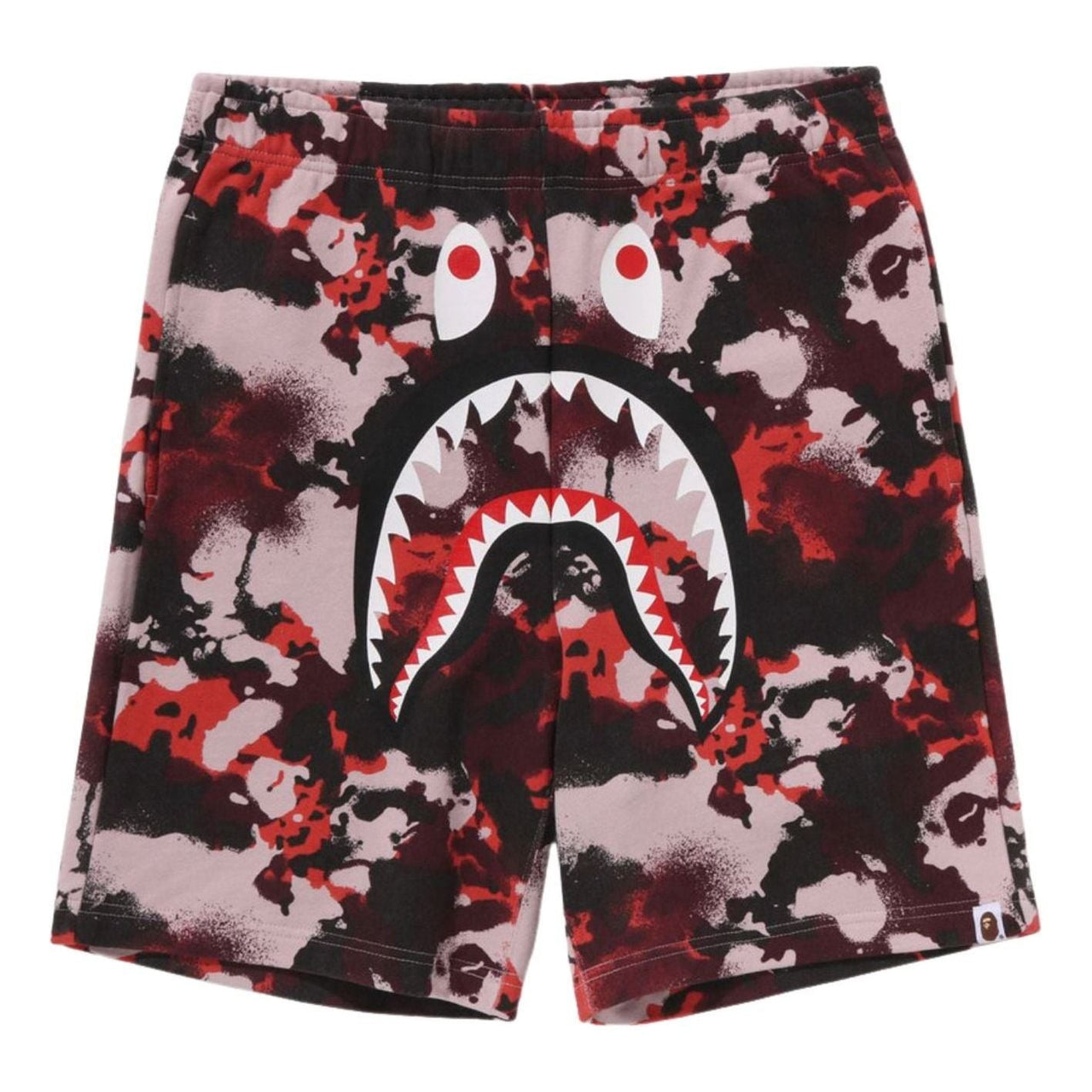 A Bathing Ape Map Camo Regular Fit Shark Sweat Shorts 'Red' 1L30-153-001-RED
