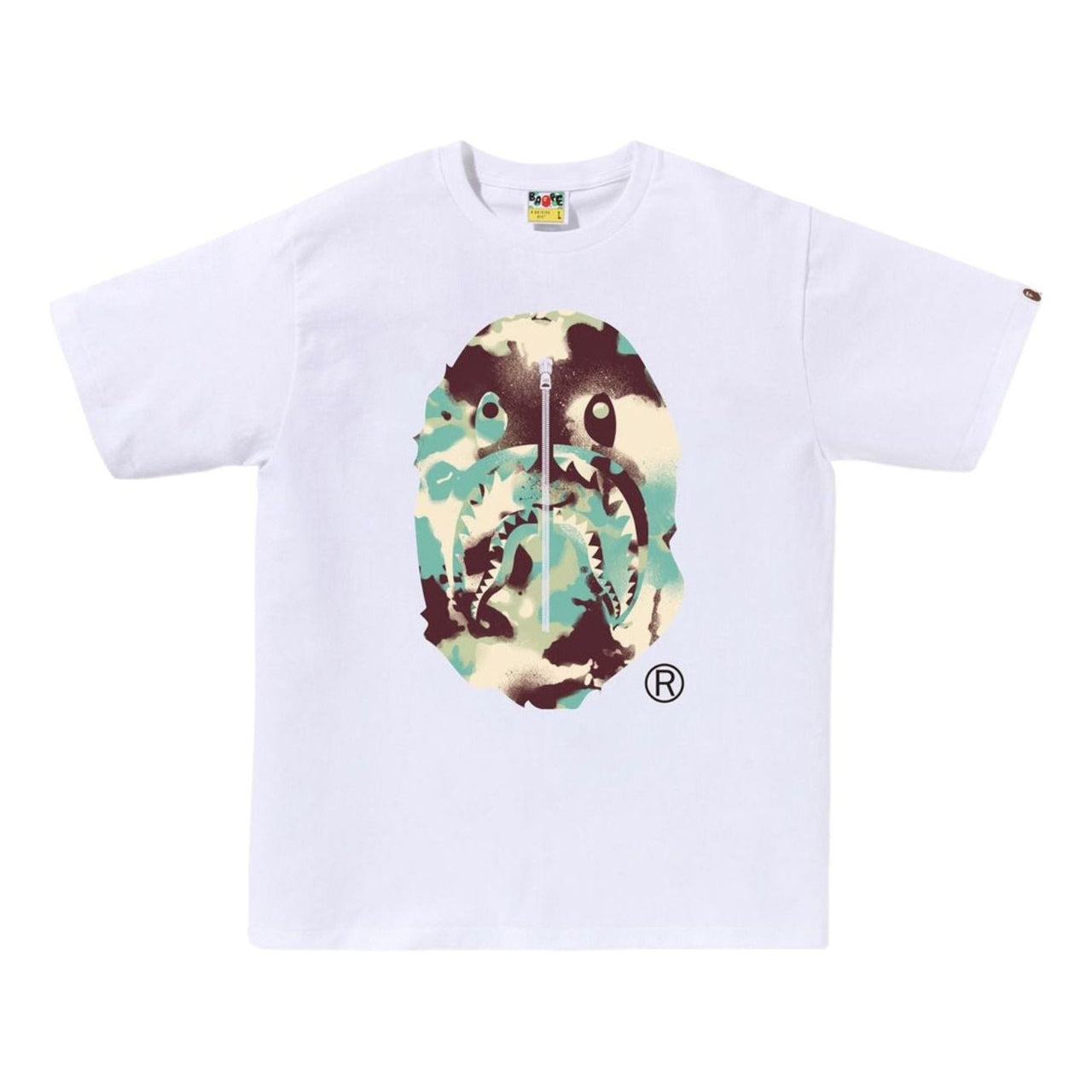 A Bathing Ape Map Camo Ape Head Shark T-Shirt 'White Multicolor' 1L30-110-023-WHTMLT