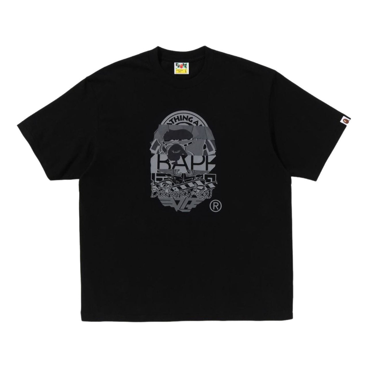A Bathing Ape Multi Logo Ape Head Relaxed Fit T-Shirt 'Black' 1L30-110-332-BLK
