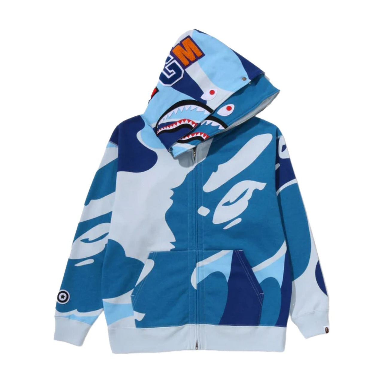 A Bathing Ape Mega ABC Camo Double Shark Relaxed Fit Full Zip Hoodie 'Blue' 1L80-115-306-BLU