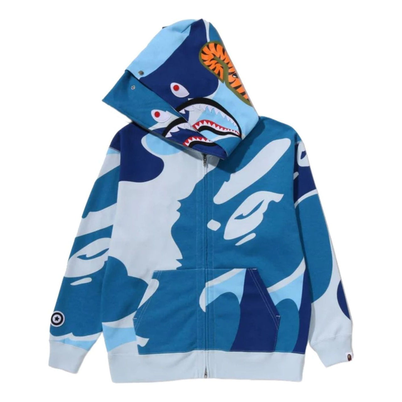 A Bathing Ape Mega ABC Camo Double Shark Relaxed Fit Full Zip Hoodie 'Blue' 1L80-115-306-BLU
