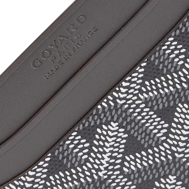 GOYARD Saint-Sulpice Canvas With Calfskin Card Clip Card Holder Unisex Gray & Burgundy Small Heart