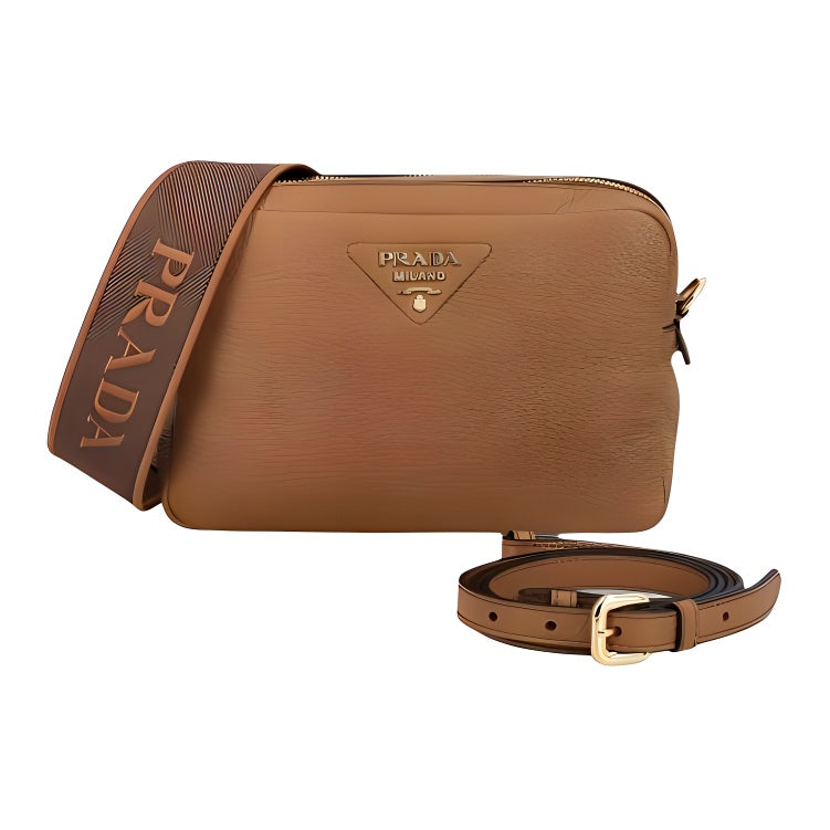 PRADA Cow Leather Shoulder Bag Women's Brown