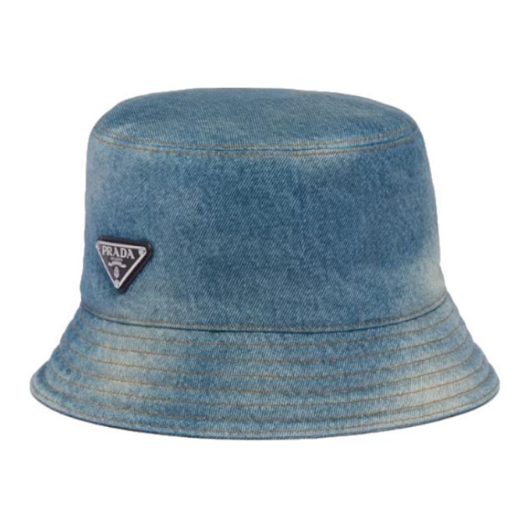 PRADA Cotton Bucket Hats Men's Light Blue