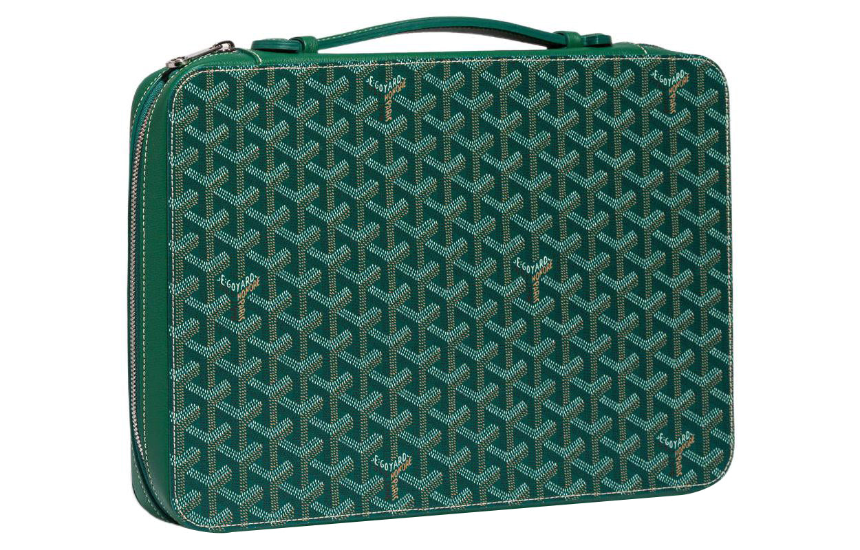 GOYARD Companion Canvas With Leather Dog's Teeth Business Bag Briefcase Regular Men's Green