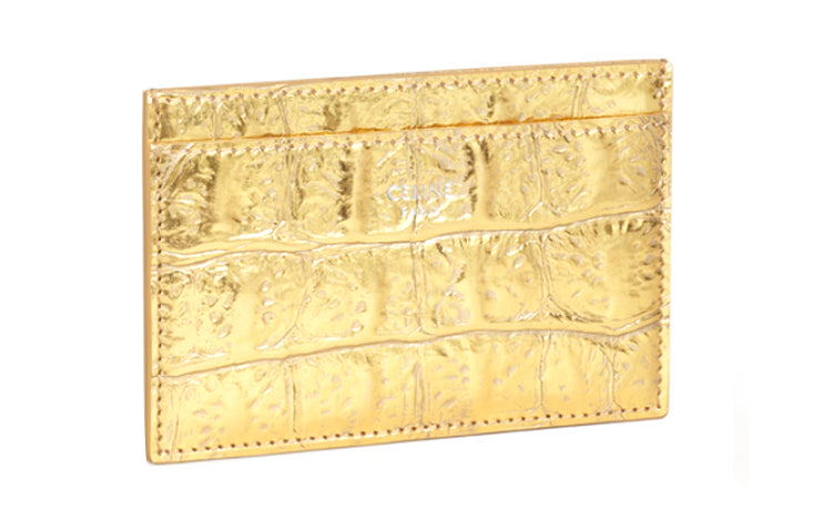 CELINE Cow Leather Card Holder Mini Men's Gold