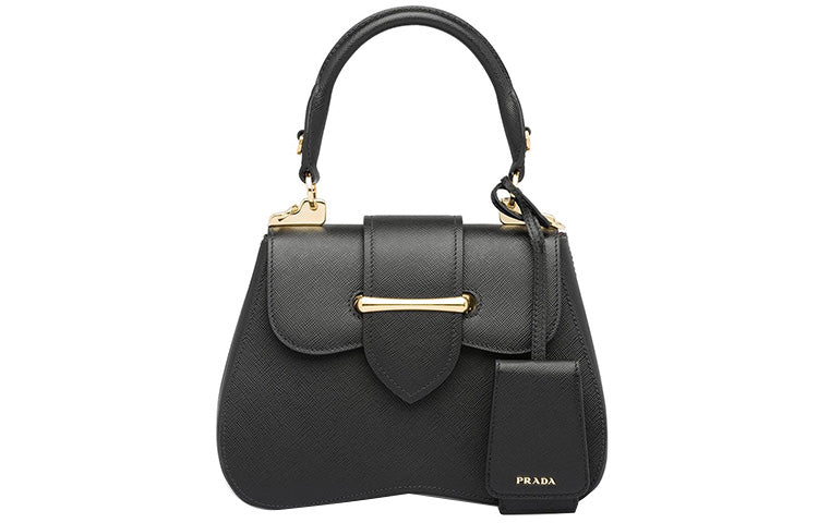 PRADA Cow Leather Handbag Tote Women's Black