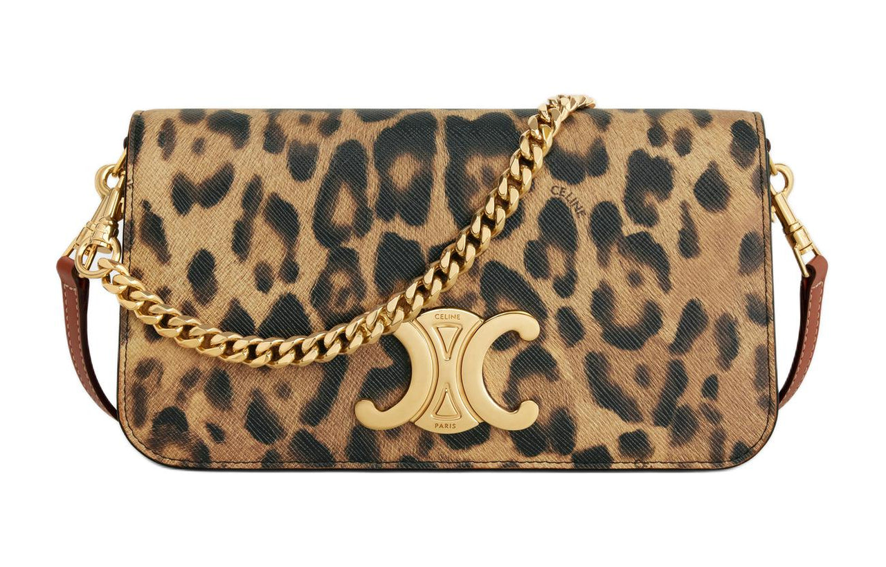 CELINE Canvas With Calfskin Canvas Bag Shoulder Bag Crossbody Bag Women's Leopard
