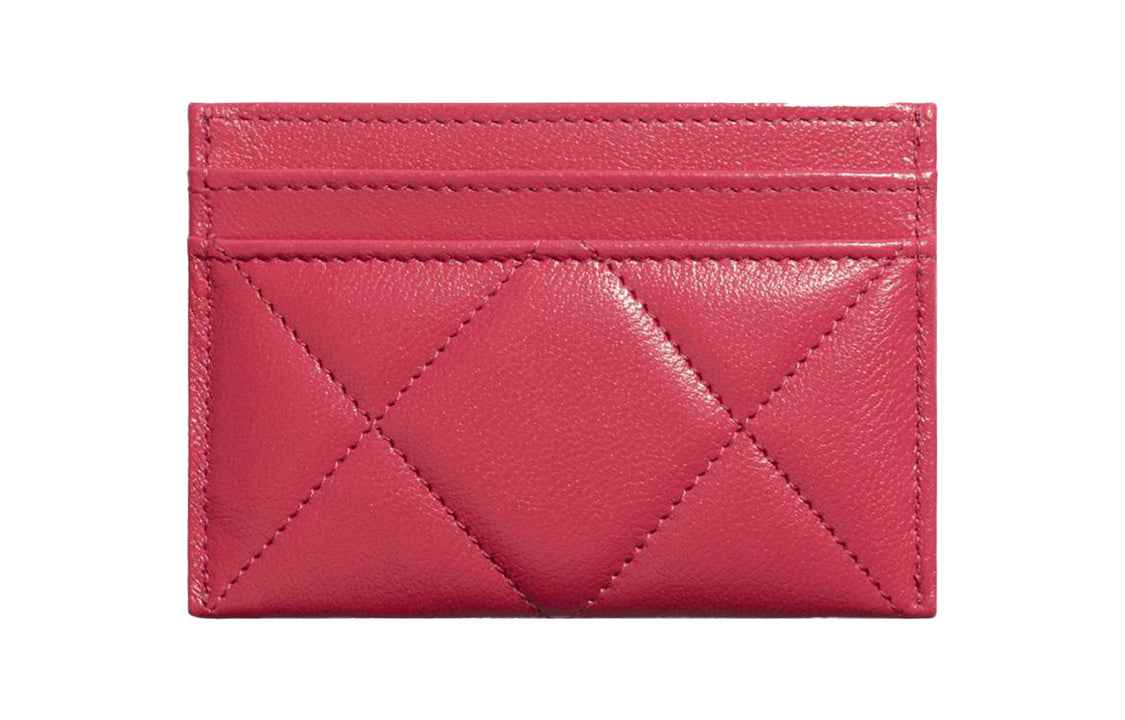 CHANEL 19Bag Lambskin Card Holder Card Holder Women's Dark Pink