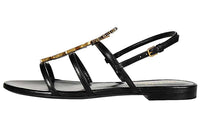 SAINT LAURENT Letter Logo Open Toe One Strap Sandals Women's Black