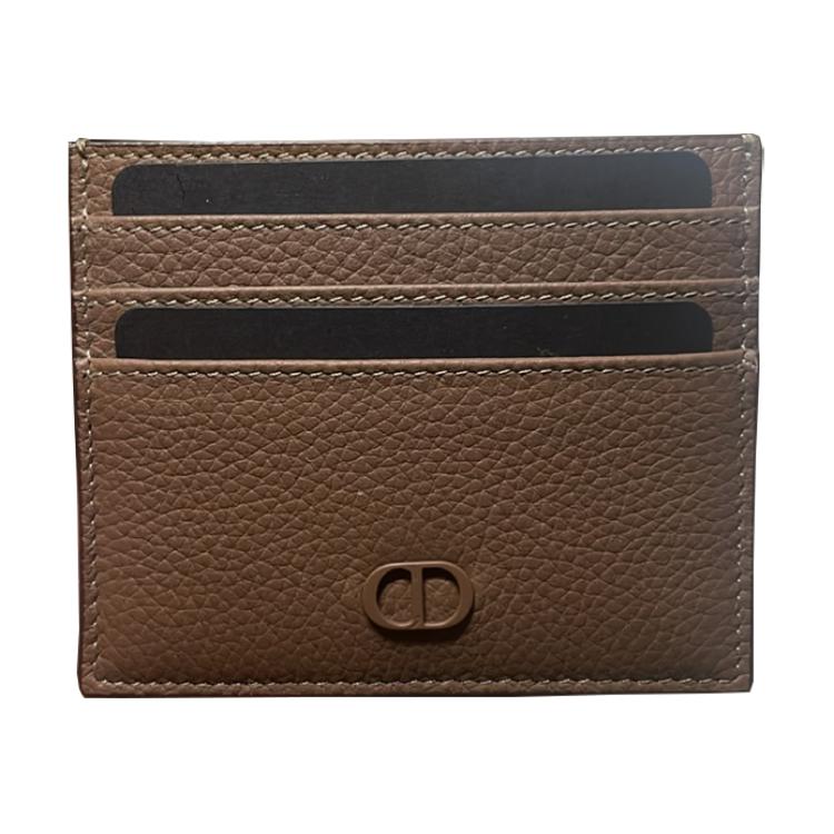 DIOR Grained Cow Leather Card Holder Men's Brown