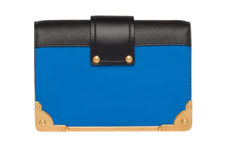 PRADA Cahier Calfskin Shoulder Bag Crossbody Bag Women's Sea Blue/Black