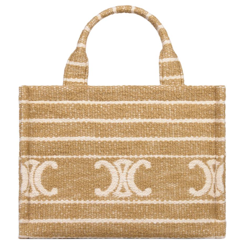 CELINE Cabas Thais Fabric With Cow Leather Tote Bag, Shopping Bag, Handbag Small Size Women's Smoky