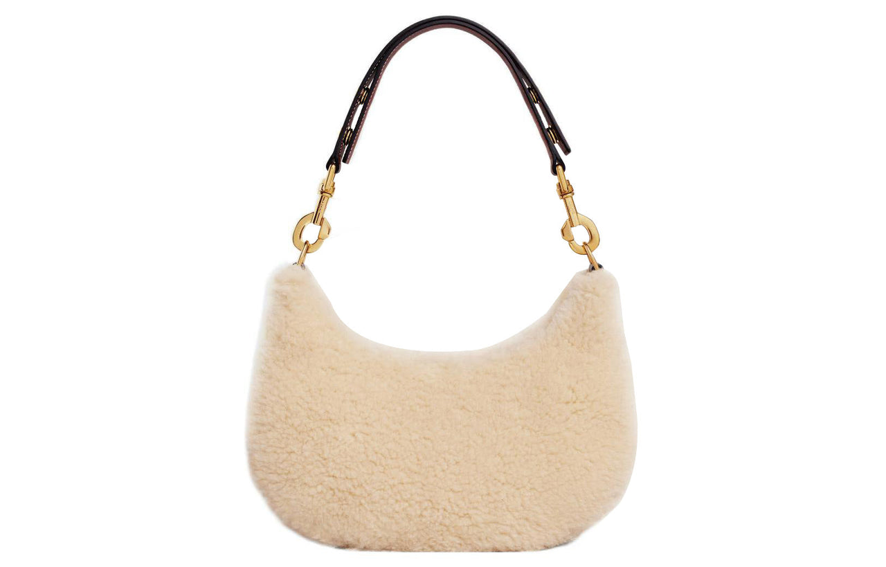 CELINE AVA Wool With Cow Leather Shoulder Bag Handbag Shoulder Bag Women's Beige/Tan