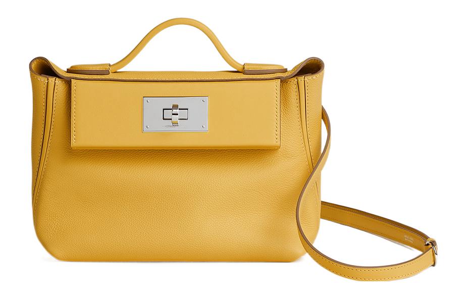 HERMES 24/24 Evercolor With Swift Calfskin Handbag Shoulder Bag Crossbody Bag Small Size Women's Sun Orange