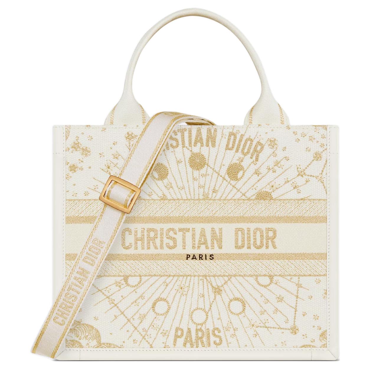 DIOR BookTote Fabric Tote Bag, Shopping Bag, Shoulder Bag, Handbag Trumpets Women's Milk White