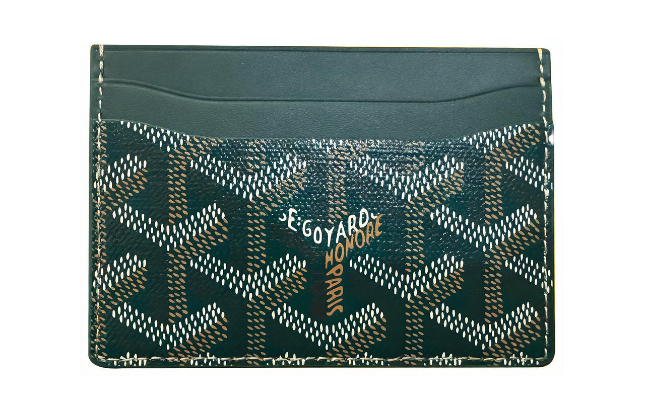 GOYARD Saint-Sulpice Canvas With Calfskin Card Holder Unisex Green Multicolor Red Heart