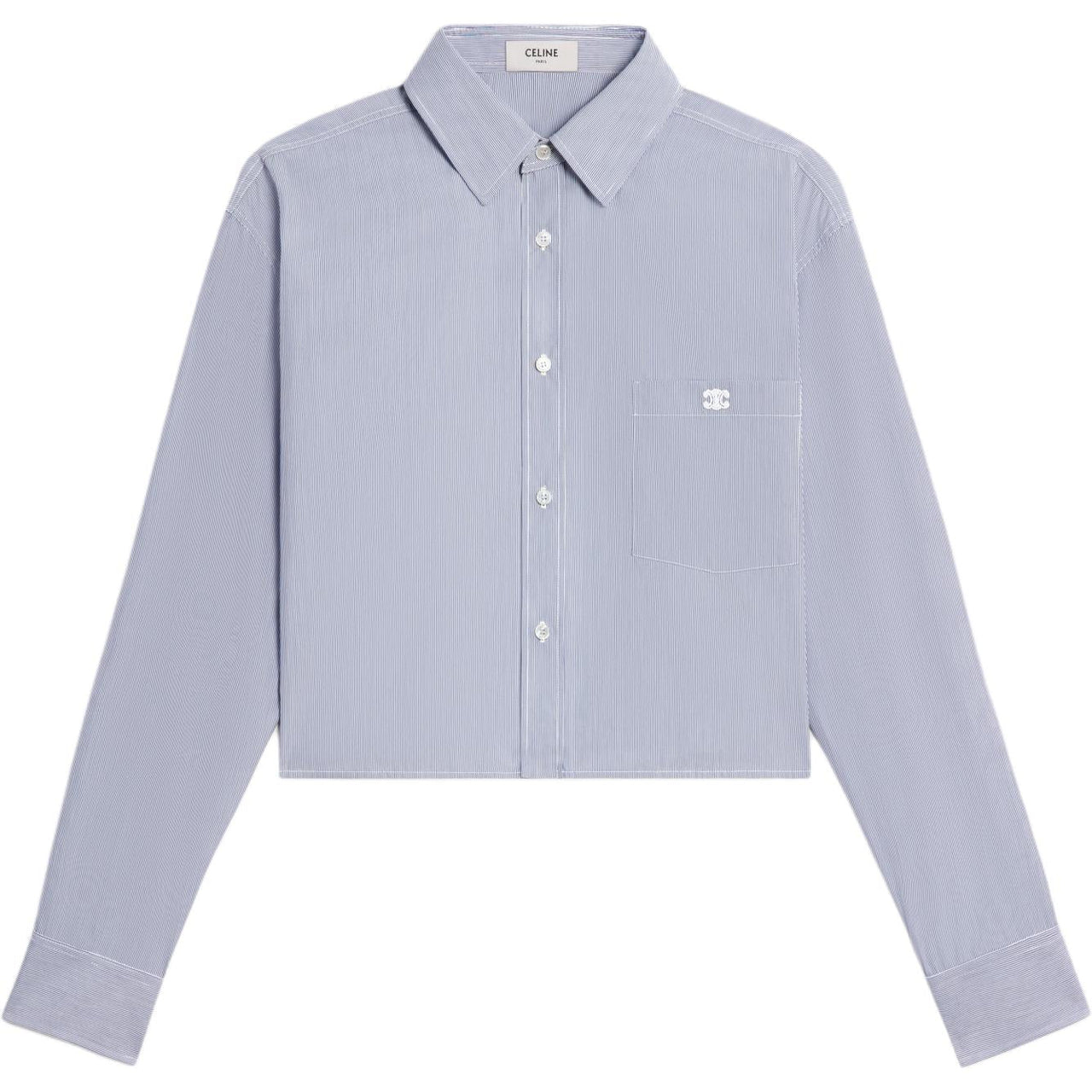 CELINE Cropped Shirt In Striped Cotton And Silk