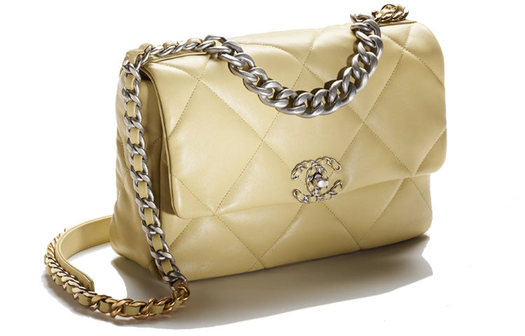 CHANEL 19Bag Lambskin Shoulder Bag Crossbody Bag Large Size Women's Light Green