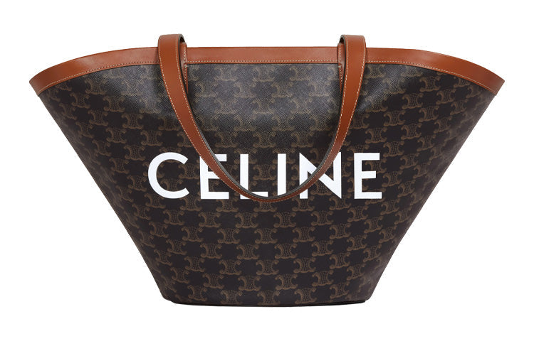 CELINE Couffin Canvas With Leather Binding Tote Bag, Shopping Bag, Handbag Tubas Women's Black/Brown