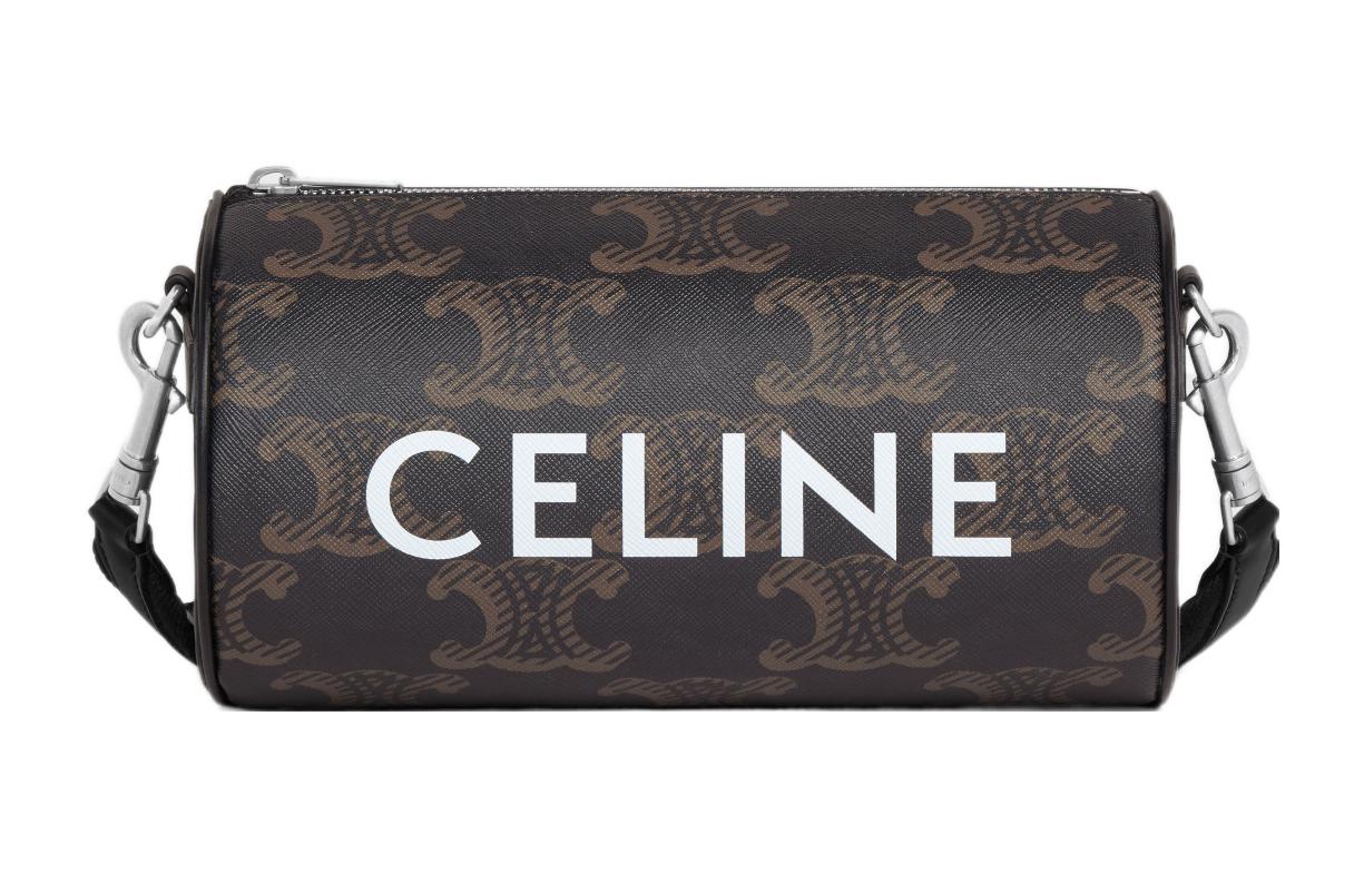 CELINE Cow Leather Binding Cylinder Bag Crossbody Bag Shoulder Bag Men's Black