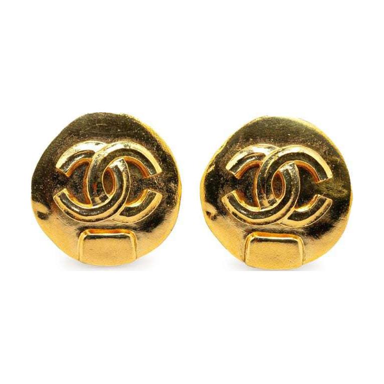 CHANEL 1998 Plated Cc Clip On Costume Earrings