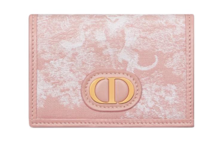 DIOR 30 Montaigne Jacquard Fabric Wallet Women's Pink