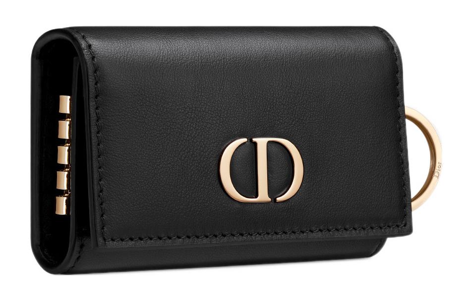 DIOR 30 Montaigne Smooth Calf Leather Key Pouch Women's Black