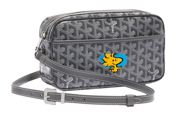GOYARD Cap-Vert Canvas With Leather Camera Bag Shoulder Bag Crossbody Bag Small Size Unisex Gray & Blue