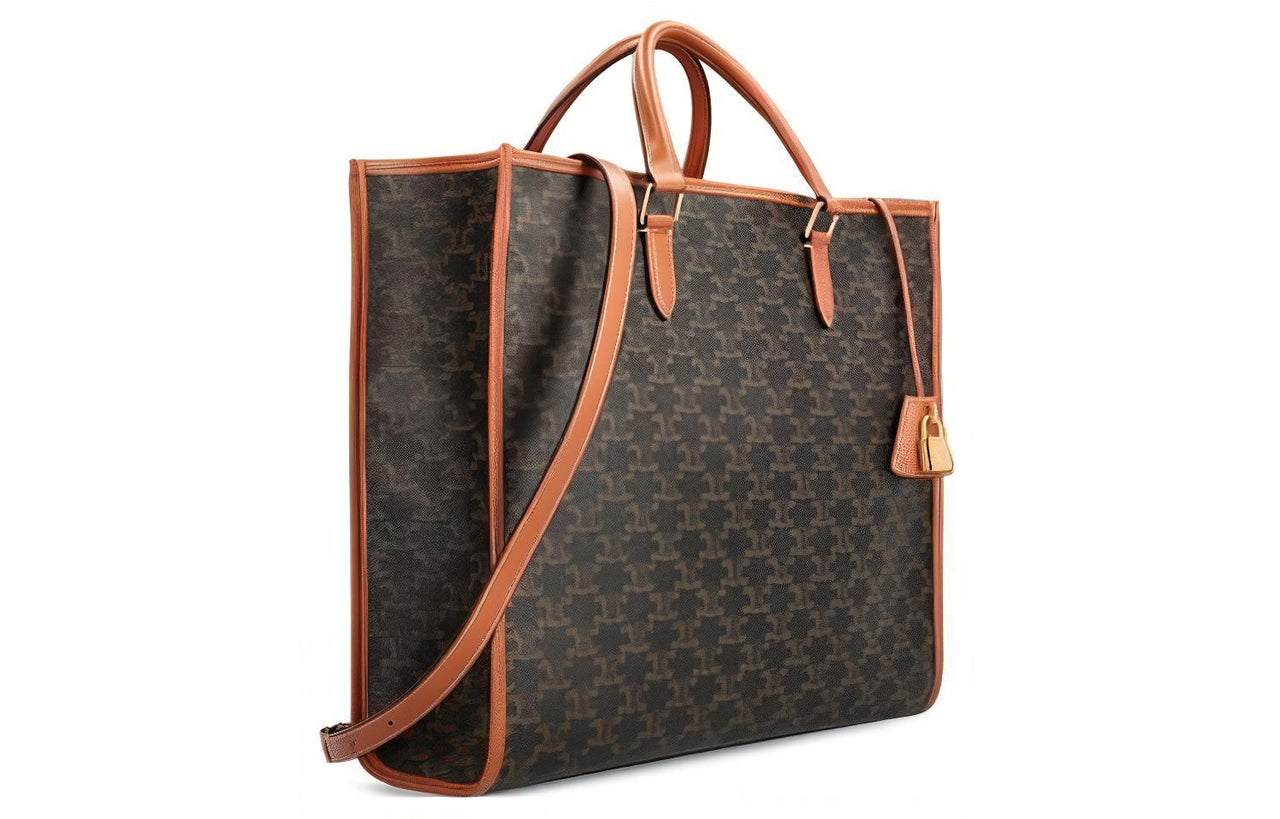 CELINE Canvas With Leather Canvas Bag Tote Bag Shopping Bag Shoulder Bag Crossbody Bag Handbag Regular Women's Brown