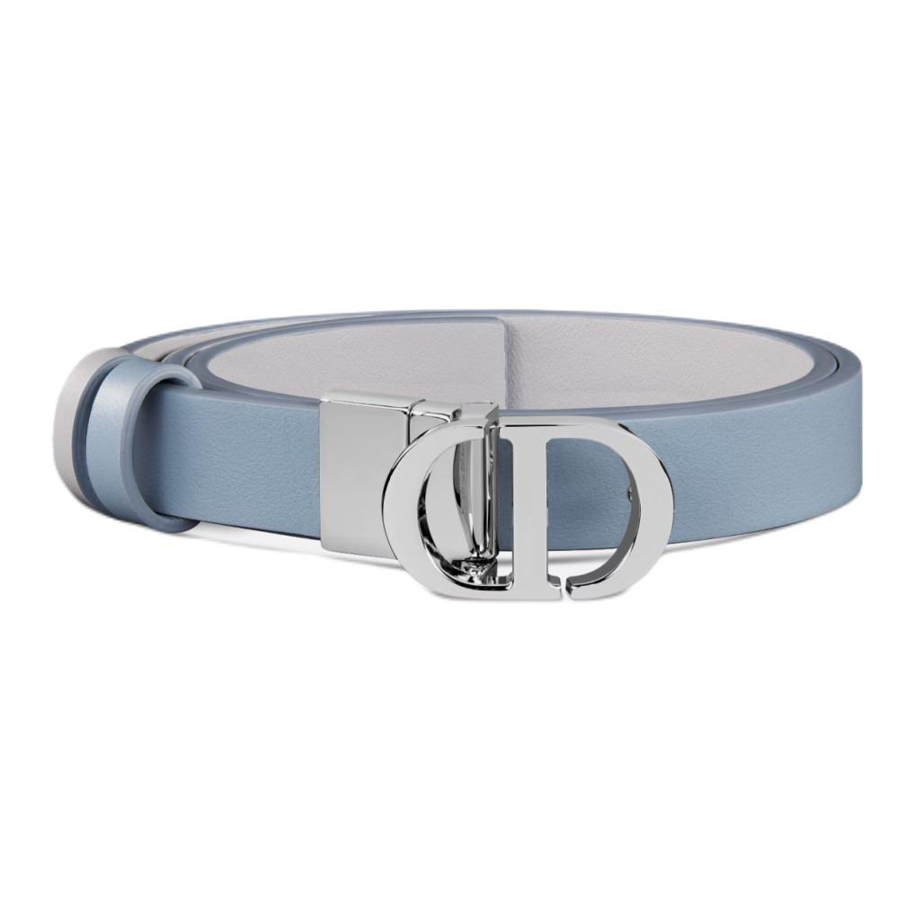 DIOR 30 Montaigne Logo Pin Buckle Leather Belts Women's Blue 2CM