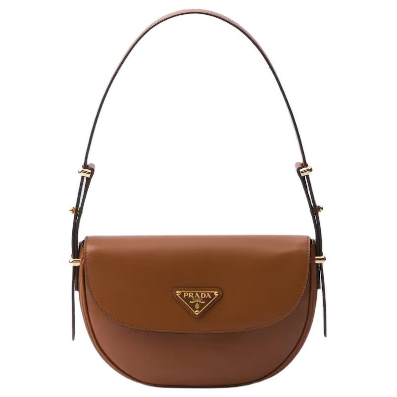 PRADA Calfskin Crossbody Bag, Shoulder Bag Women's Brown