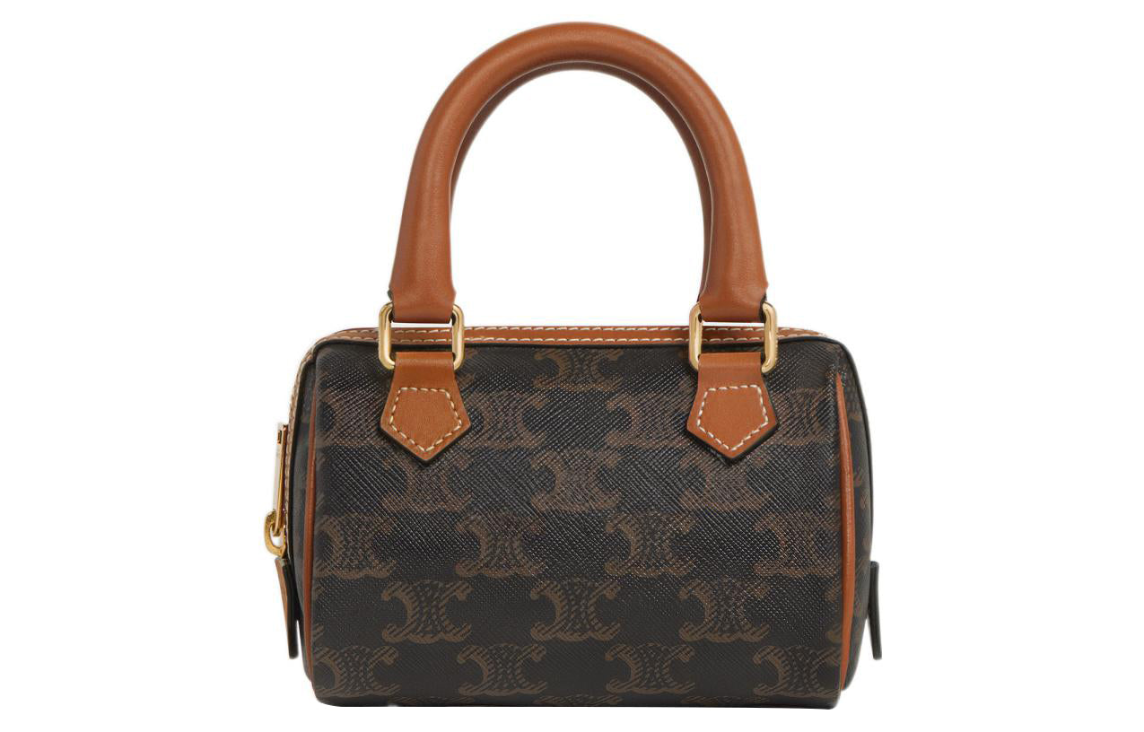 CELINE Cow Leather Boston Bag, Shoulder Bag, Crossbody Bag, Handbag Mini Women's Tawny