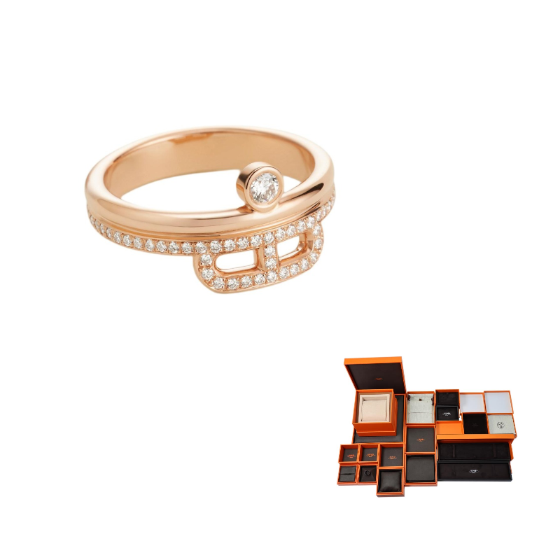 HERMES 18K Rose Gold Rings Women's Gold