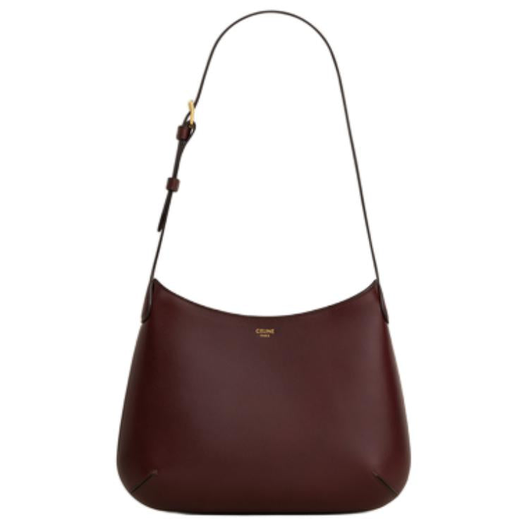 CELINE Bright Calfskin Shoulder Bag Women's Vintage Brown