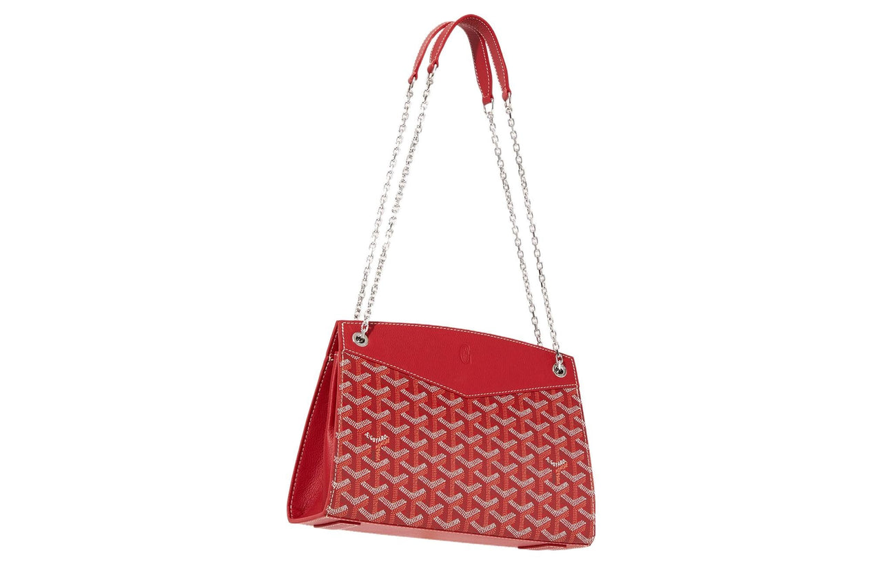 GOYARD Rouette Canvas With Leather Totes Chain Bag Shoulder Bag Women's Red