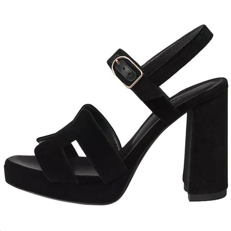 HERMES Jazz Strap Sandals 10.4cm Women's Black