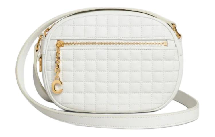 CELINE Calfskin Shoulder Bag Crossbody Bag Small Size Unisex White