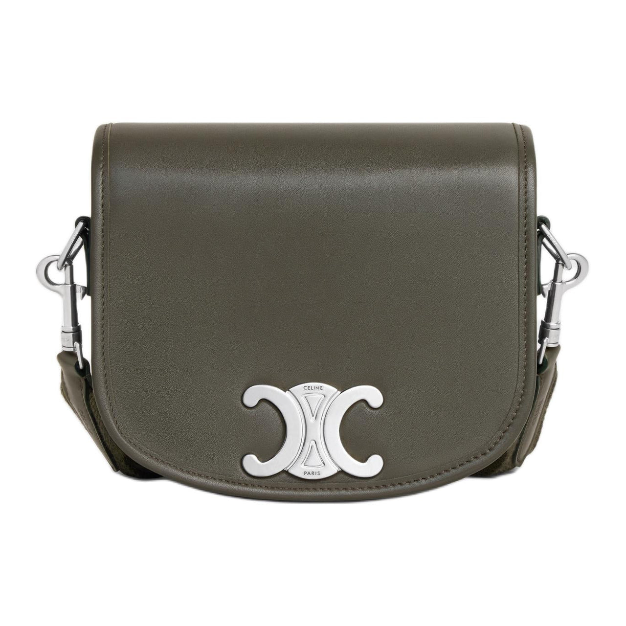 CELINE Calfskin Shoulder Bag Crossbody Bag Small Size Women's Army Green