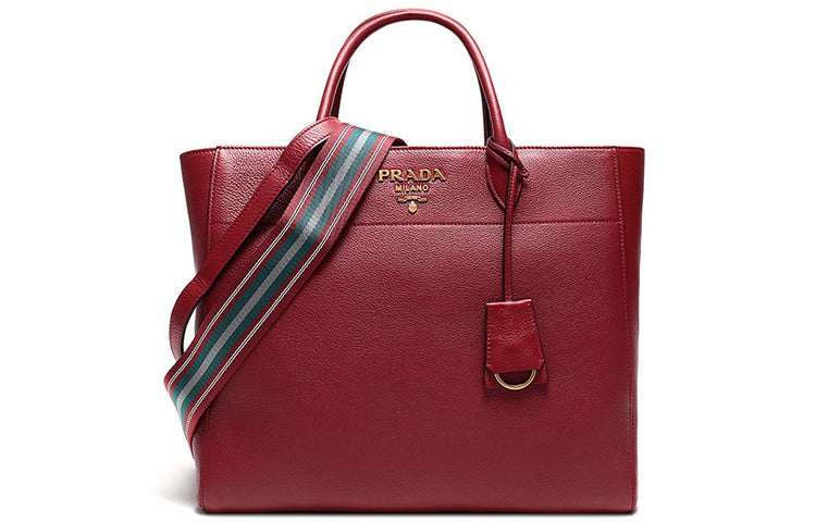 PRADA Cow Leather Handbag Women's Ruby Color