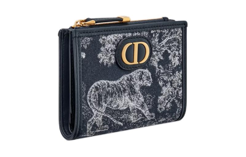 DIOR 30 Montaigne Toile De Jouy Reverse Jacquard Fabric Wallet Women's Black