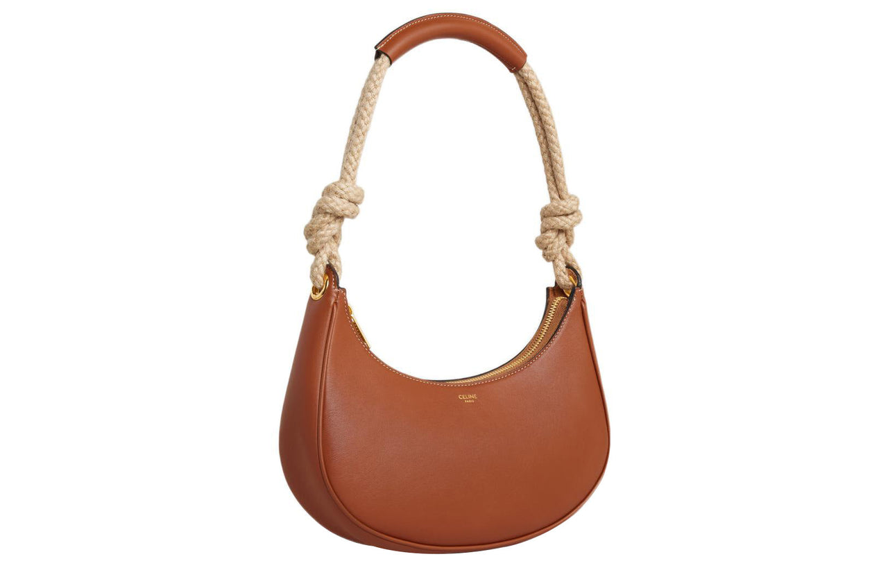 CELINE AVA Smooth Cow Leather Dumpling Bag Shoulder Bag Medium Size Women's Tawny