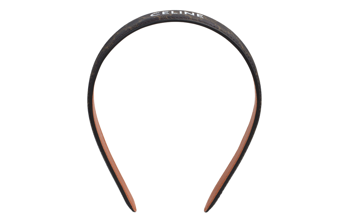 CELINE Canvas Cow Leather Headbands Women's Gold/Tan