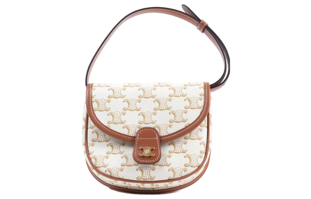 CELINE Cow Leather Shoulder Bag Crossbody Bag Mini Women's Candy Color & White